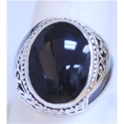 37.70 CTW BLACK STAR RING .925 STERLING SILVER