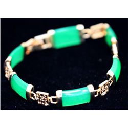 51.25 CTW GREEN JADE BRASS BRACELET