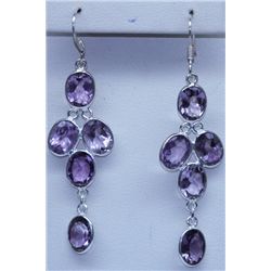 19.00 CTW AMETHYST EARRINGS .925 STERLING SILVER