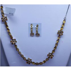 123.40 CTW CITRINE NECKLACE AND EARRING SET .925 STERLI