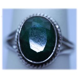 23.35 CTW EMERALD  RING .925 STERLING SILVER