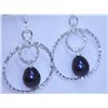 Image 1 : 23.50 CTW BLACK PEARL DANGLING EARRING