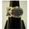 Image 1 : 33.95 ctw White Owl shaped  with saphire Ring .925 Ster