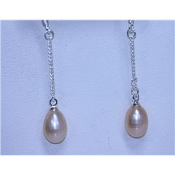 11.25 CTW PEACH PEARL DANGLING EARRING