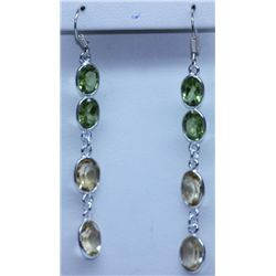 14.70 CTW CITRINE AND PERIDOT EARRINGS .925 STERLING SI