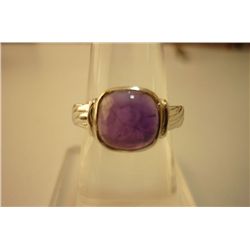 20.90 ctw Amethyst cabushion Ring .925 Sterling Silver