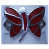 Image 1 : 25.45 CTW CORAL BUTTERFKY RING.925 STERLING SILVER