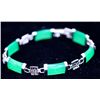 Image 1 : 50.30 CTW GREEN JADE BRASS BRACELET