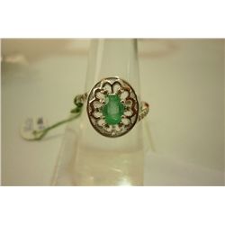19.15 ctw Emerald and Diamond Ring .925 Sterling Silver