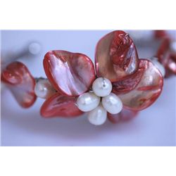 WHITE PEARL AND RED BRACELET