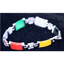 49.35 MULTICOLOR JADE BRASS BRACELET