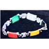 Image 1 : 49.35 MULTICOLOR JADE BRASS BRACELET
