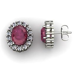 Genuine 3.64 ctw Ruby Diamond Earring 14k W/Y Gold
