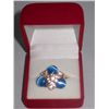 Image 1 : 8CTW TRI AQUA CZ ADJUSTABLE BRASS RING