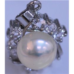 PEACH PEARL AND CZ PENDANT
