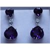 Image 1 : 32.60 CTW AMETHYST AND DIAMOND EARRINGS .925 STERLING S