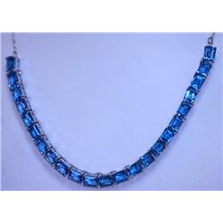 119.8 CTW BLUE TOPAZ EMERALD CUT NECKLACE .925 STERLING