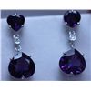 Image 1 : 31.00 CTW AMETHYST AND DIAMOND EARRINGS .925 STERLING S
