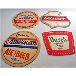 LOT OF 4 VINTAGE BEER ADVERTISING COASTERS