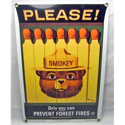 SMOKEY THE BEAR PORCELAIN SIGN