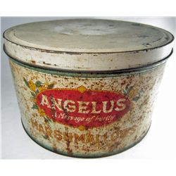 VINTAGE ANGELUS MARSHMALLOW ADVERTISING TIN W/ LID