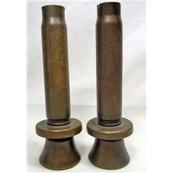 PAIR OF VINTAGE TRENCH ART CANDLE HOLDERS