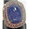 Image 1 : STERLING SILVER LADIES TANZANITE AND SAPPHIRE RING - SIZE 7.5