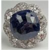 Image 1 : PLATINUM OVER STERLING SILVER LADIES SAPPHIRE RING - SIZE 8.25
