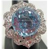 Image 1 : STERLING SILVER LADIES TOPAZ AND SAPPHIRE RING - SIZE 8