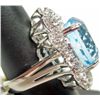 Image 2 : STERLING SILVER LADIES TOPAZ AND SAPPHIRE RING - SIZE 8