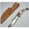 Image 1 : ROUGH RIDER FIXED BLADE KNIFE W/ STAG HANDLE W/ SHEATH