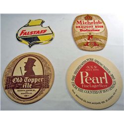 LOT OF 4 VINTAGE BEER ADVERTISING COASTERS