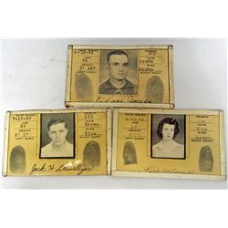 LOT OF 3 1942 SCRANTON ELECTRIC CO. PHOTO ID CARDS