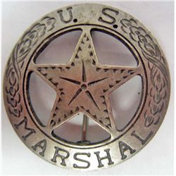 OLD WEST US MARSHAL PESO COWBOY ERA LAW BADGE