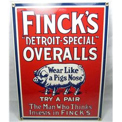 FINK'S OVERALLS ADVERTISING PORCELAIN SIGN