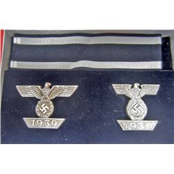 CASED GERMAN NAZI 1ST AND 2ND CLASS CLASPS TO THE IRON CROSS
