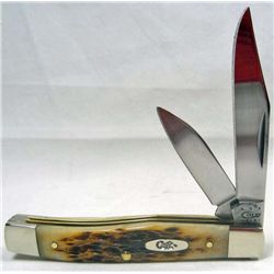 CASE VANADIUM SMALL TEXAS JACK POCKET KNIFE W/ AMBER JIGGED BONE HANDLE