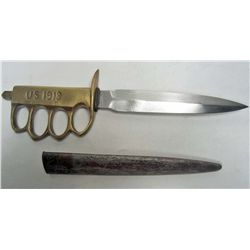 1918 US AU LION  COMBAT TRENCH KNIFE W/ SCABBARD