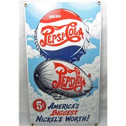 PEPSI COLA ZEPPELIN PORCELAIN ADVERTISING SIGN