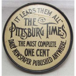 VINTAGE CELLULOID PITTSBURG TIMES NEWSPAPER ADVERTISING TOKEN