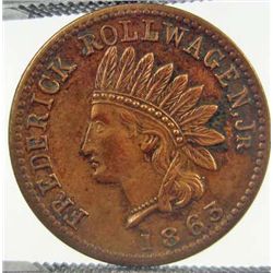 1863 CIVIL WAR TOKEN - FREDERICK ROLLWAGON N.Y.