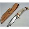 Image 1 : ROUGH RIDER FIXED BLADE KNIFE W/ STAG HANDLE AND SHEATH