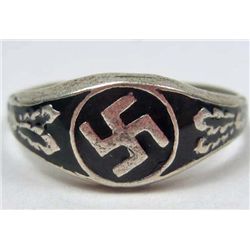STERLING SILVER GERMAN NAZI ENAMELED RING