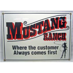 MUSTANG RANCH PORCELAIN ADVERTISING SIGN