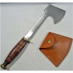 WILD BOAR BELT HATCHET W/ STACKED LEATHER HANDLE
