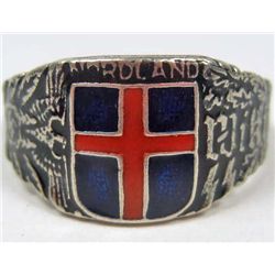 STERLING SILVER GERMAN NAZI ENAMELED NORDLAND RING