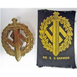 GERMAN NAZI SA BROWN SHIRTS SPORTS BADGE IN GOLD