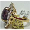 Image 2 : 14K GOLD OVER STERLING SILVER LADIES RUBY AND SAPPHIRE RING - SIZE 8