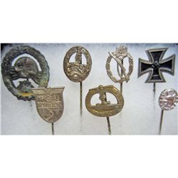 LOT OF 6 GERMAN NAZI MILITARY BADGE STICK PINS