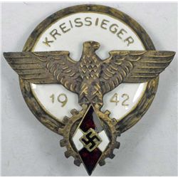 GERMAN NAZI ENAMELED KREISSIEGER BADGE